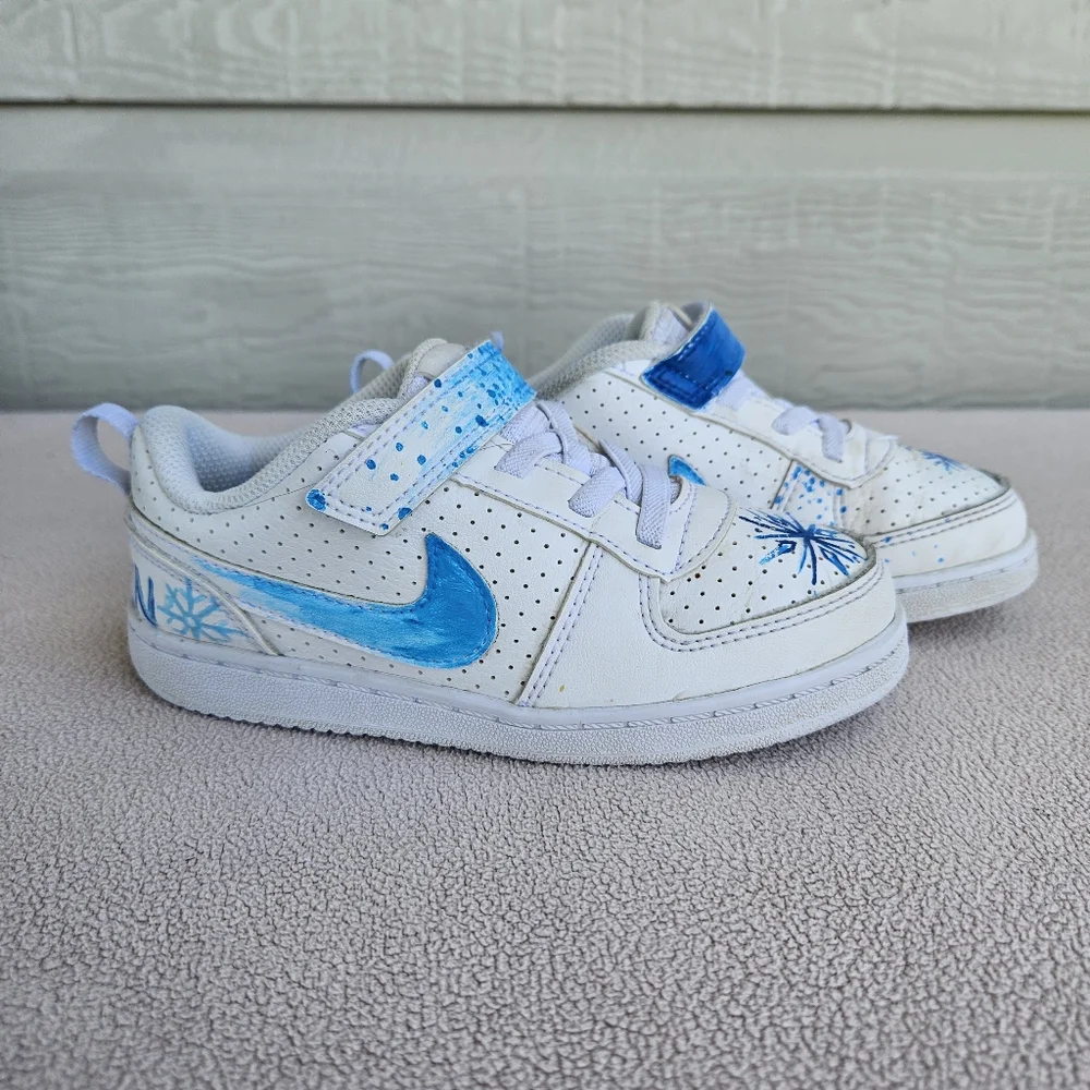 Nike Court Borough Low 2 Toddler Sneaker 10C White Frozen OOAK Olaf AV3172-100